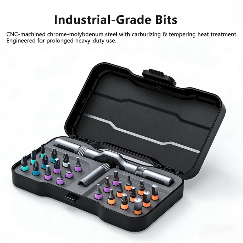 24 in 1 Magnetic Ratchet Screwdriver Set - Precision Professional Tool Kit with Case for Electronics, Computer, Phone, Watch, Bicycle, DIY Home Repair