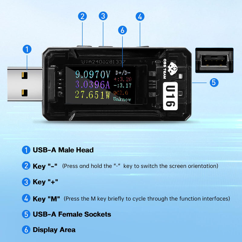 Diymore USB Tester,4-25V 5.0A LCD USB Digital Voltage Current Power Tester Multimeter,USB Power Mester Tester, USB Voltmeter Ammeter QC2.0/3.0