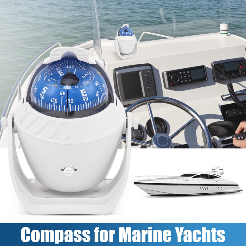 Sea Marine Compass with Mount Compasses Ball Waterproof for Boat Caravan White Sea Marine Compass with Mount for Boat Caravan Truck Car Navigation Compass Boat Sea Marine