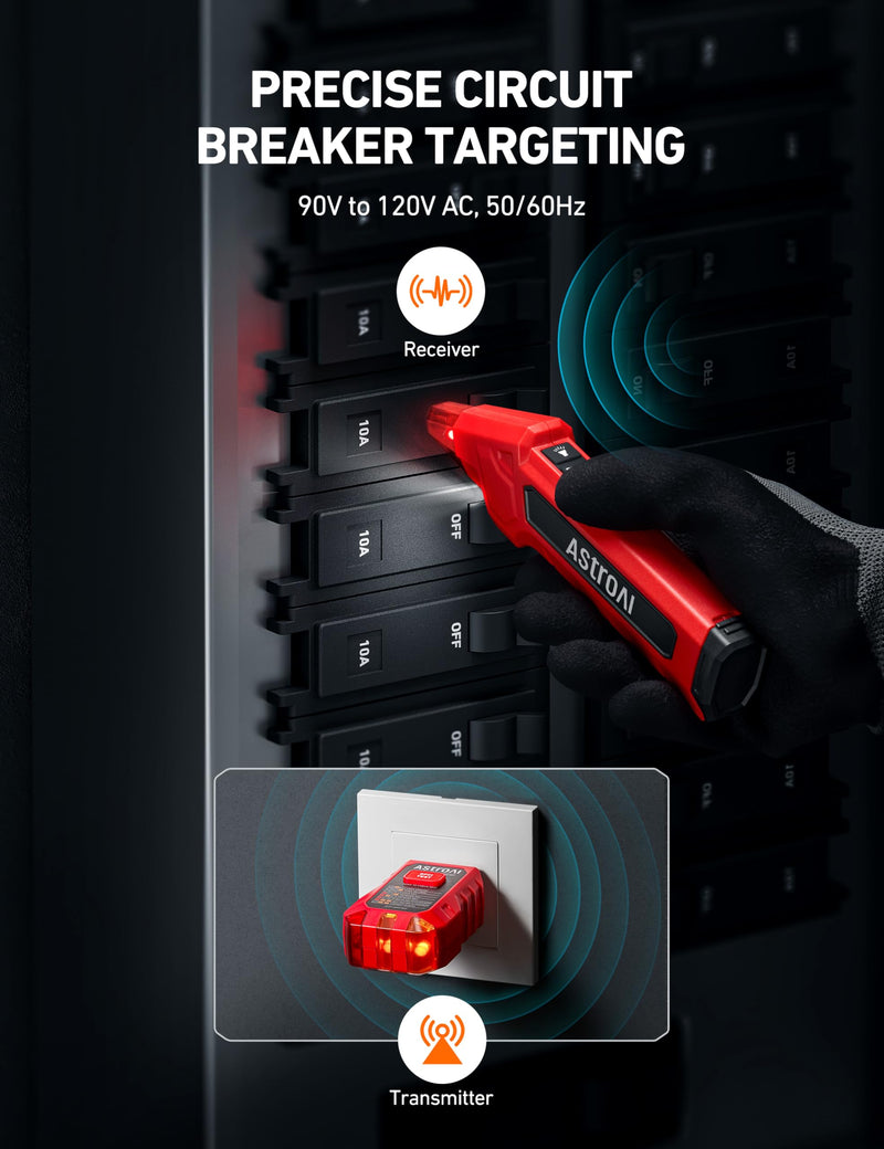 AstroAI Circuit Breaker Finder with GFCI Outlet Tester, Electrical Tester Tool for Home/Workshop Circuit Tracing, Quickly Locates Breakers with Indicators