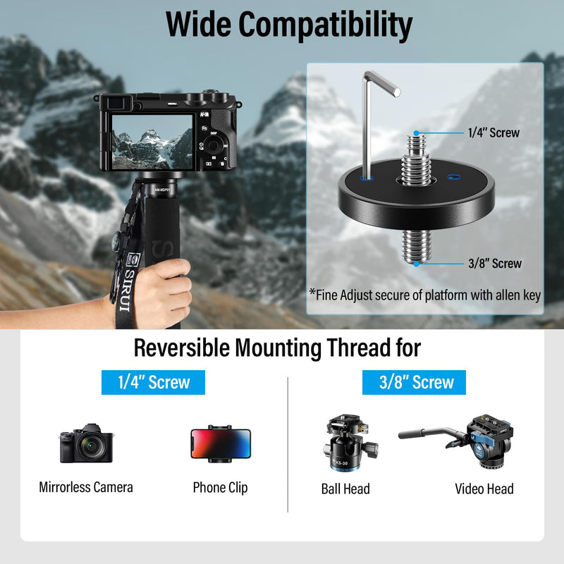 SIRUI Carbon Fiber Monopod for cameras, 65" Compact Lightweight Travel Monopod, 6 Sections, Load up 15kg, included Phone Holder (AM-MDP01) AM-MDP01