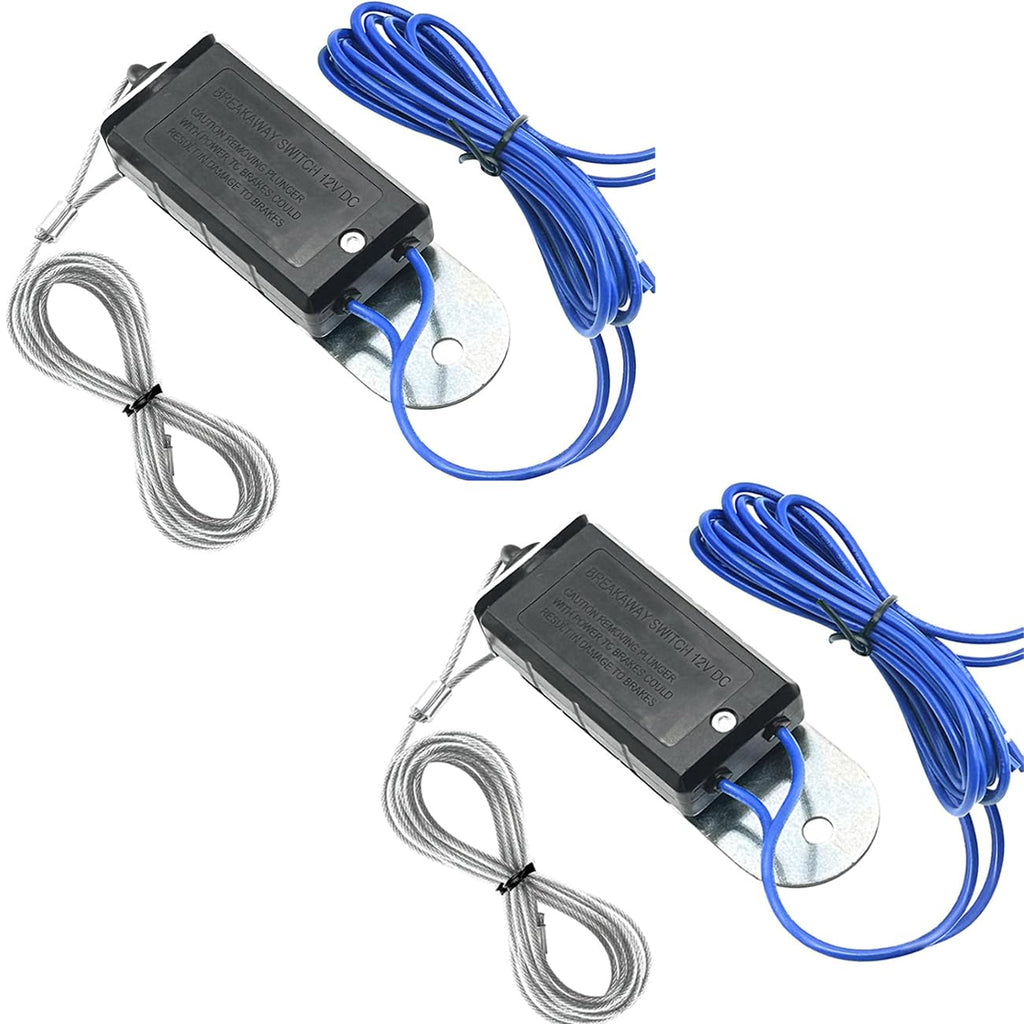 4FT Trailer Breakaway Switch with 4FT Breakaway Coiled Cable,Including Electric Brake Switch Used for RV Towing Trailer, Travel Trailer Accessories (Wire Rope B, 4FT) Blue Wire rope B 4FT 2PCS