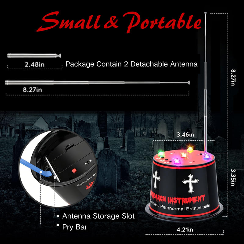 Ghost Hunting Paranormal Investigation Equipment, Next-Gen Ghost Detector with EMF & Auto Temp Deviation Detection, Adjustable 5 Sensitivity Levels with Auto-Calibration, 40-60 hr 9V Battery Powered