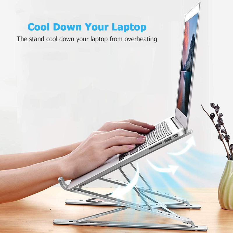Laptop Stand, Adjustable Portable Laptop Holder,Aluminum Alloy Desktop Mount Compatible with 10-15.6 Inch MacBook PC-Notebook Tablet Thinkpad (Light Silver) LIGHT SILVER