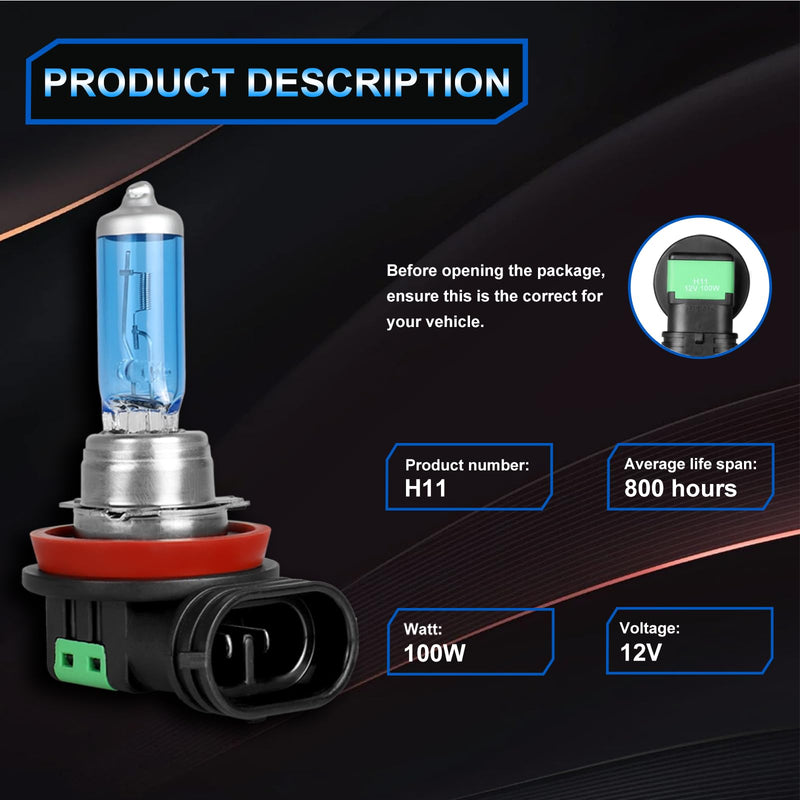 Fit for 2013-2018 Chevy Traverse High Performance Halogen Headlight Bulbs,H7 High Beam + H11 Low Beam Headlamp Replacement Bulbs Kit, Plug and Play,Pack of 4 for Chevy Traverse 2013-2018 (4 pieces)