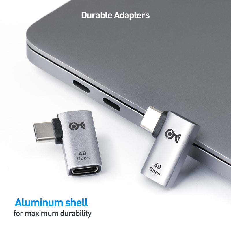 Cable Matters 2-Pack 40Gbps Flat Right Angle USB C Adapter with 240W PD (90 Degree USB C Adapter) in Black - Thunderbolt 4, USB4, Thunderbolt 3 Port Compatible with iPad Pro, iPhone 15, Steam Deck