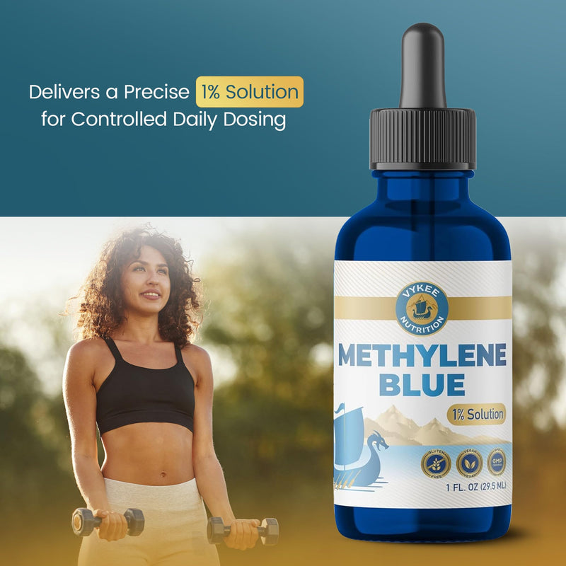 Vykee Nutrition Methylene Blue 1 Percent Solution - High Purity Liquid Supplement for Mitochondrial Health and ATP Production - Vegan, Non-GMO, Gluten Free - 29.5 ml