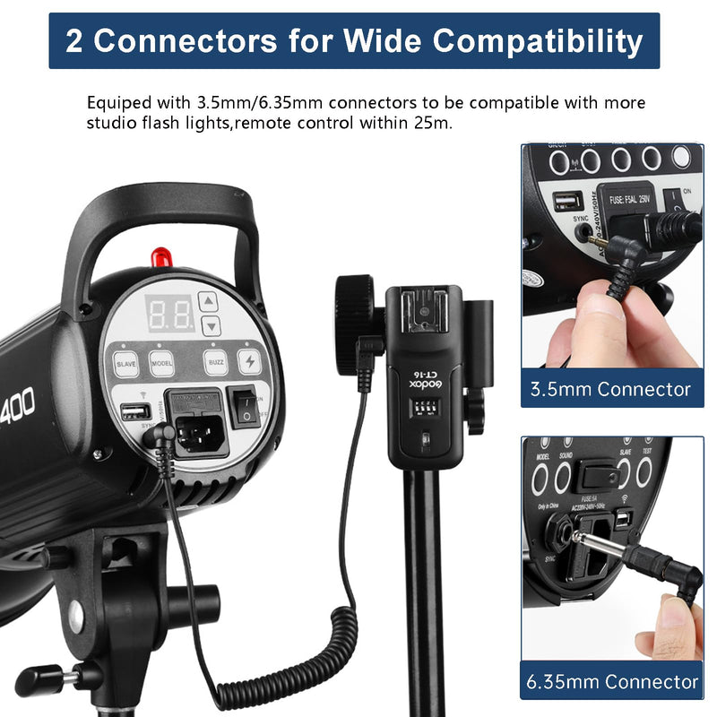 Godox CT-16 Wireless Flash Trigger with Receiver Kit,433MHz 3 in 1 Flash Transmitter and Receiver Compatible for Canon Nikon Pentax Olympus DSLR Camera Flash Speedlight Trigger,Studio Flash Lighting CT-16 3 in 1