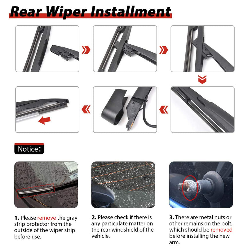 Rear Windshield Back Wiper Arm Blade Set Replacement for Cadillac Escalade 2007-2013 OE: 15277756 Rear Wiper Arm and Blade