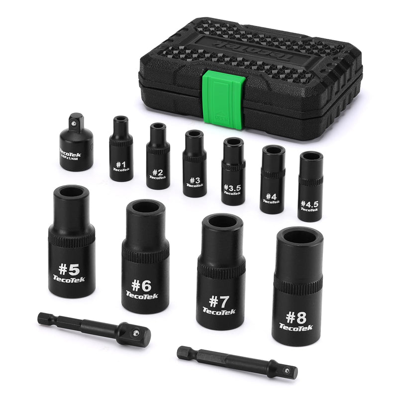 13PCS Magnetic Tap Socket Set, 1/4" & 3/8" Drive Square Drive Tap Handle Tool, Square Socket Set for Fractional MCTI Standard Tap Thru 1/2" & 1/8" NPT Taps