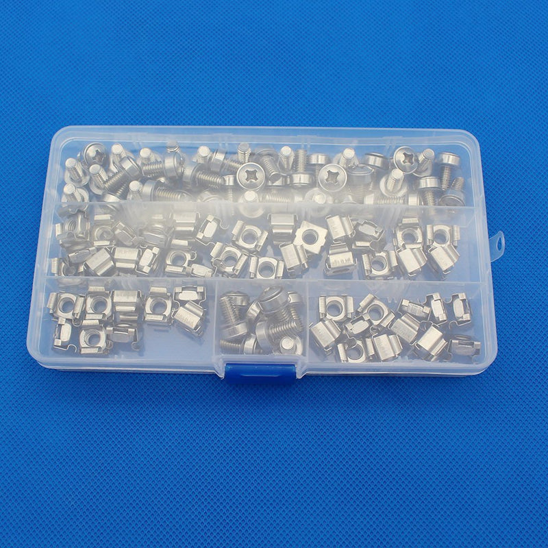 50 Sets M6 Square Hole Hardware Cage Nuts & Mounting Screws Washers for Server Rack and Cabinet (M6 X 16mm)(Screw+Washer+cage nut)