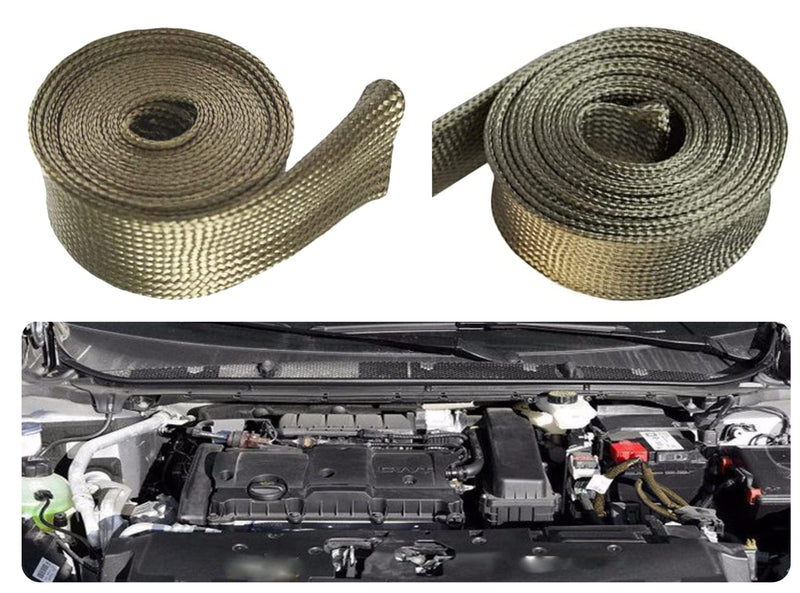 Heat Shield Sleeve Fuel Line Heat Shield Auto Hose Spark Plug Wire Cover Protectors Boots Roll 2500 Degree for Car&Auto Wire Loom Brake Cable (1" IDX10', Titanium) 1" IDX10'