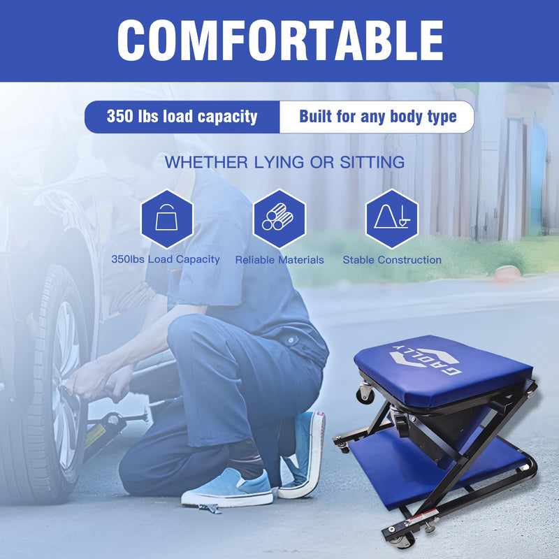 Garage Shop Creepers, Foldable Z Creeper 2-in-1 for Car, 36" Adjustable Roller Garage Chair Lay Down or Sit, 330 LBS Capacity Under Car Roller Creeper with 6 Swivel Casters