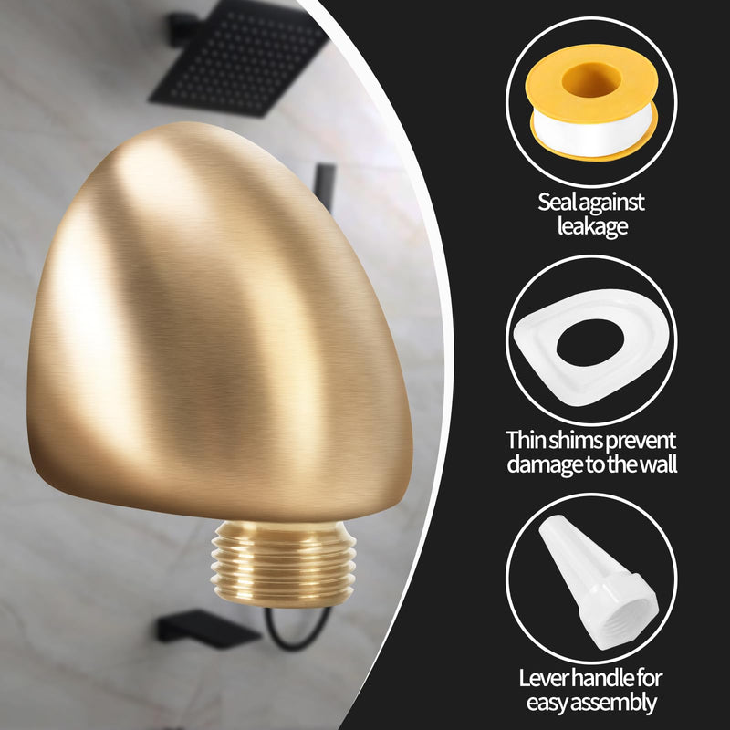 50560-CZ-PR Wall Supply Elbow For Hand Shower Elbow Adapter,Water Supply Elbow For Hand Shower,Wall-Mount Supply Wall Elbow For Hand Held Shower Elbow Adapter,Lumicoat Champagne Bronze