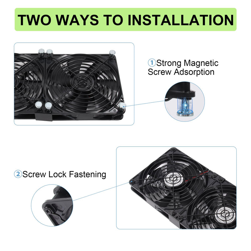 140mmx25mm Magnetic Kits Computer PC Vent Cooling Fan with Speed Controller | Premium 5.51inch Multi-Fan Cooling Fan Set with Magnetic Screws Kits for PC Computer Server Mining Rig Cabinet Chicken Coop