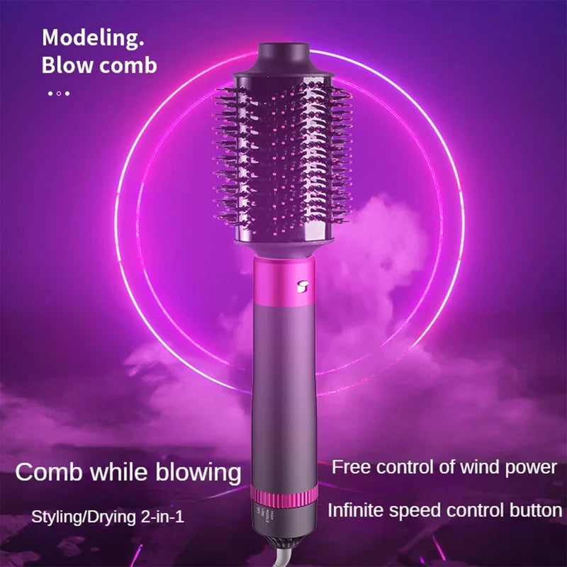 Sadodo 5-in-1 Hot Air Styler Brush for Women, 1200W Blow Hair Dryer Comb | Multifunctional Styling Tool for Home & Travel,For All Hairs Length - Quick Drying, Curling, Straightening, Gift for Woman Black-purple