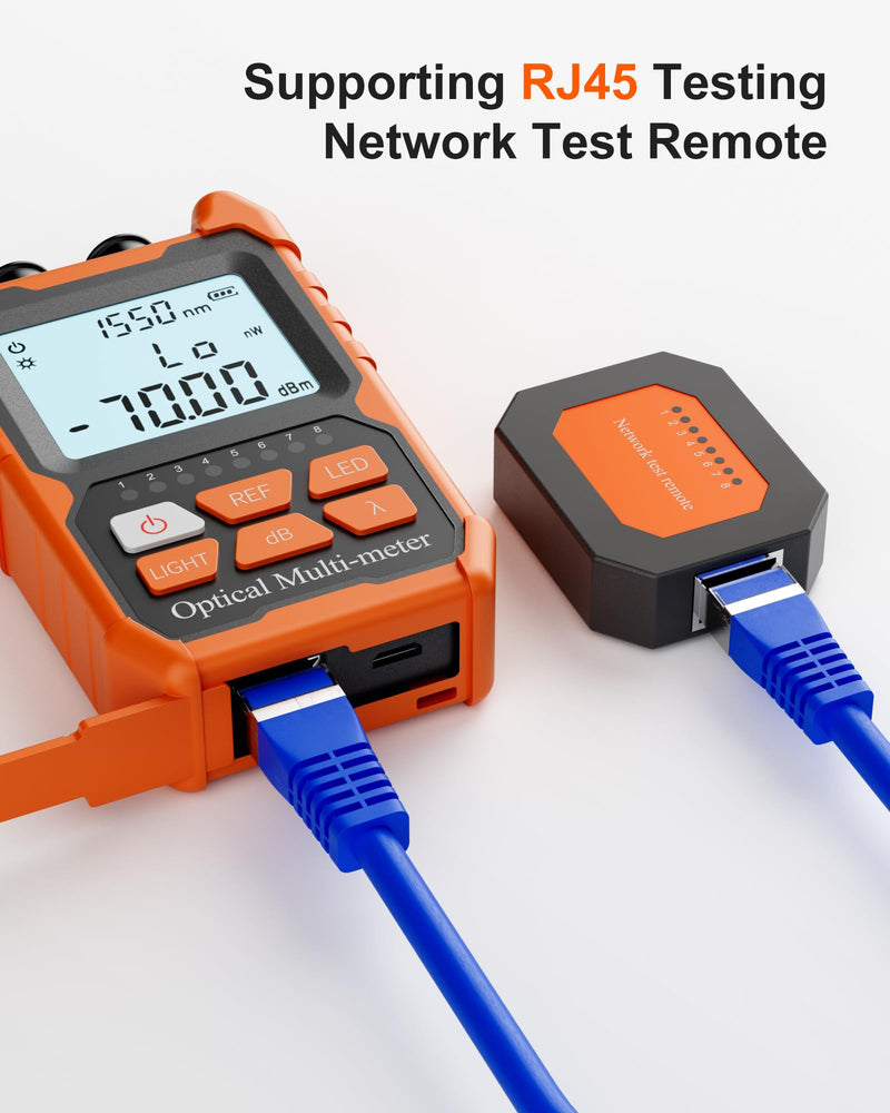 Optical Fiber Power Meter, with 2mW Visual Fault Locator, FC/SC/ST Interface, Portable OPM-VFL Fiber Optic Cable Tester, Supporting RJ45 Testing, Non-Rechargeable Needing Battery OPM-VFL-1