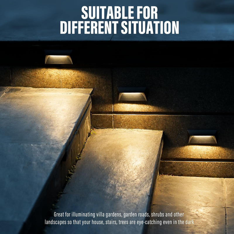 VENUS MANUFACTURING 2W Low Voltage Deck Lights LED Outdoor Stair Lights 3000K 12V Wired Step Lighting Die-cast Aluminum for Fence Yard Patio and Pathway (6Pack) 6