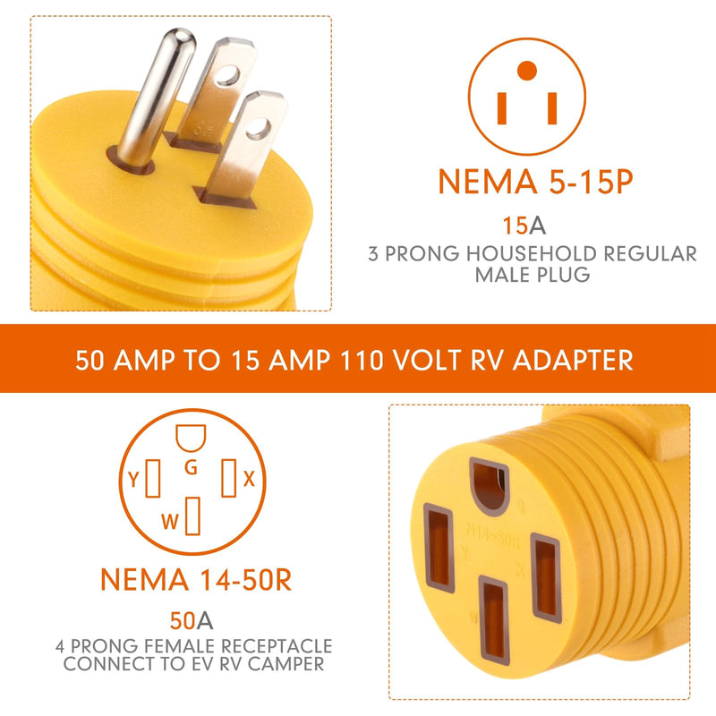 Kanayu 30 Amp to 50 Amp RV Generator Adapter Compatible with NEMA L5-30P to 14-50R, 30 Generator to 50 RV Trailer Campers, 3 Prong L5-30P Lock Male to 4 Prong 14-50R Female Adapter