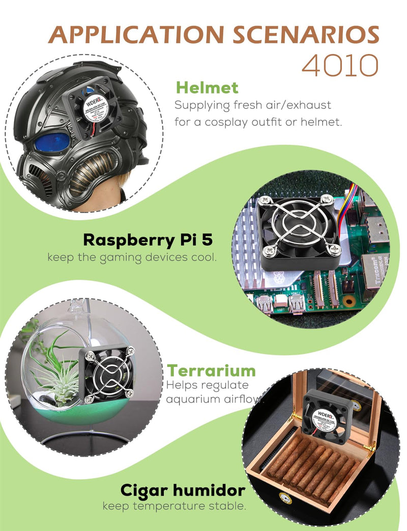 40mm x 10mm Mini USB DC 5V Brushless Case Cooling Fan High Speed for 3D Printer Fan Upgrade Electronic Equipment Helmet Cooling Ventilation Cooler 2-Pack 4010 USB