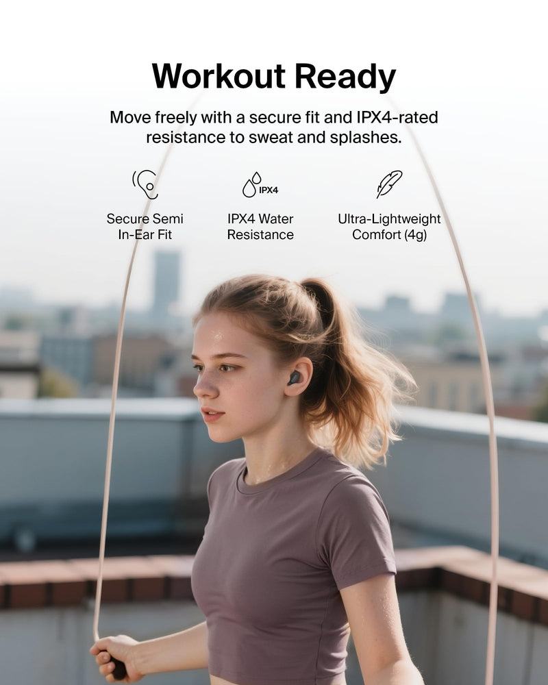 Belkin SoundForm Anywhere Ultra-Compact True Wireless Earbuds | Semi in-ear earbuds, IPX4 water resistant, key ring carry case, ENC mic, multipoint, commute, travel, gym