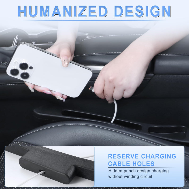 GaRhomxy 2PCS Car Seat Gap Filler Organizer, Universal Fit Gap Stopper for Cars SUV Truck, Prevent Drop Between Seat & Console, Anti-Slip Foam with Storage Pockets, Car Interior Accessories (Black)