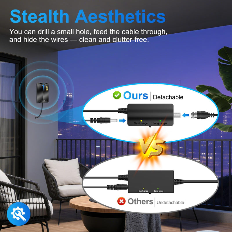2026 Upgraded TV Antenna Indoor Outdoor for Local Channels | 3800+ Miles Long Range for Local Channels, with Amplified Signal Booster, Supports 8K 4K 1080P HD, with 26ft Coaxial Cable Black Medium