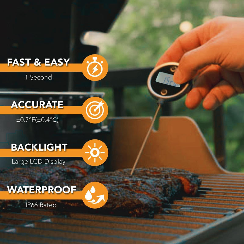 Pocket Pro 1-Second Instant Read Meat Thermometer, Rechargeable Digital Thermometer for Grilling, Food, BBQ, Kitchen Cooking, Oil Deep Frying & Candy (Nobility Blue) Nobility Blue