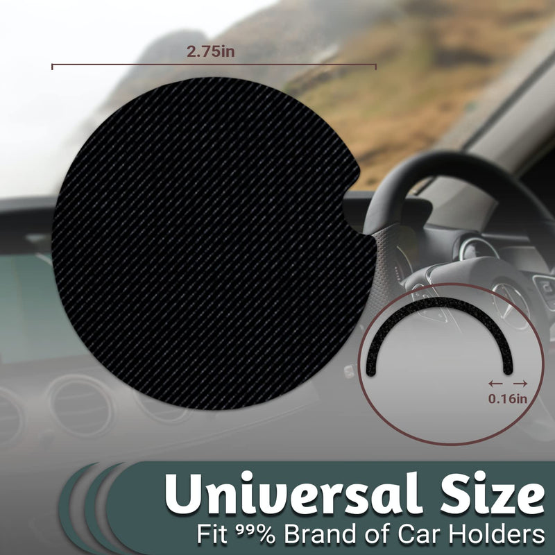 Car Coasters for Cup Holders，2.75" Anti Slip Rubber Mat with A Finger Notch, 2 Pack Car Cup Holder Coasters for Car Interior Accessories for Women Men Flower Balck Cat