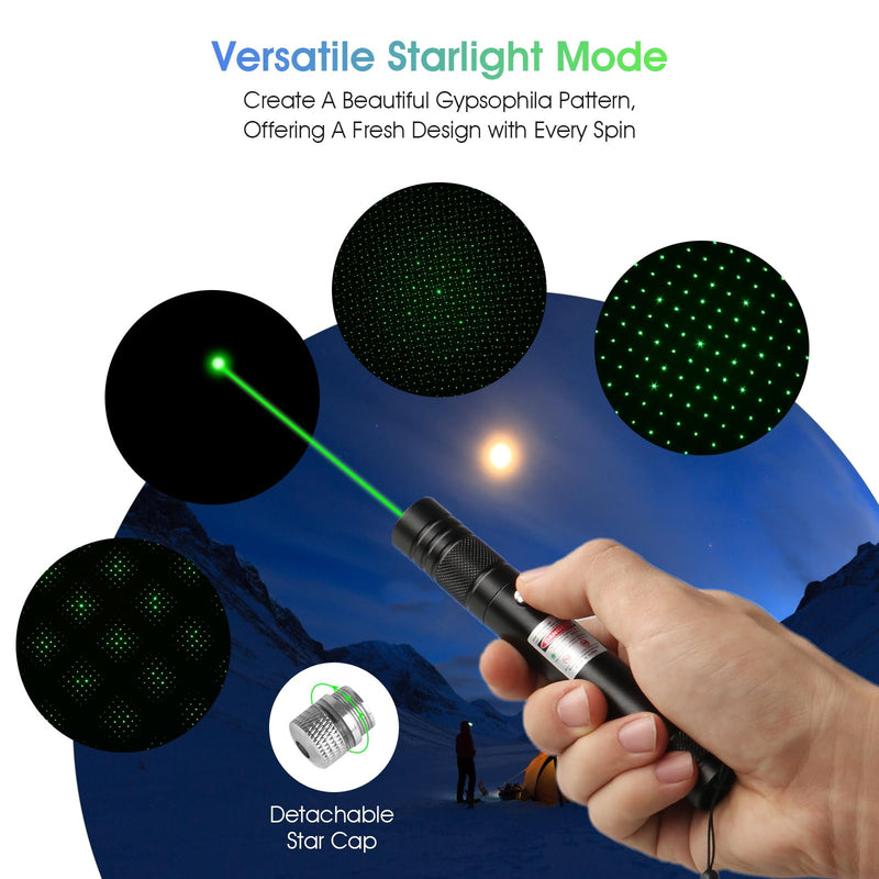 Advanced Long-Range Laser Pointer High Power - Rechargeable Green Laser Pointer with Removable Star Cap - Versatile Laser Pen for Astronomy, Construction, Presentations, and Outdoor Adventures 1