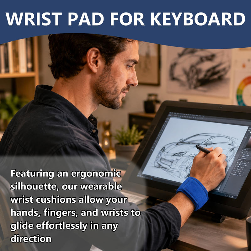 2 Pack Adjustable Wearable Mouse Wrist Rest with Soft Beads,Wrist Pad for Keyboard,Carpal Tunnel Pain Relief,Computer Gaming Office Typing,Computer Accessories for Desk