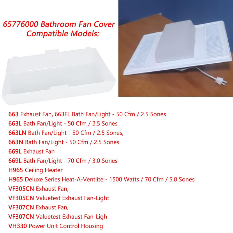65776000 S65776000 Ventilation Lens Replacement Part For Bathroom Exhaust Fan Light Lens Fits For 663,663LN,F350C3,VF305CN,White(2 packs) 2