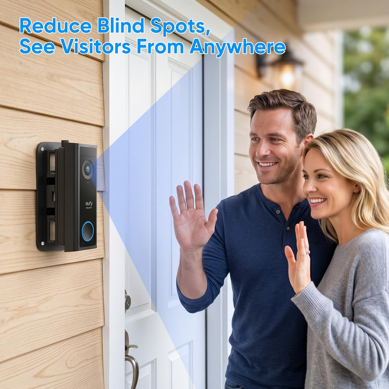 Doorbell Mount for eufy Video Doorbell E340/C31/C30/C210/S330/S220, 45° Left/Right Adjustable Angle for Wider View, Weather-Resistant Wedge Wall Bracket for eufy Doorbell, No Drilling Installation