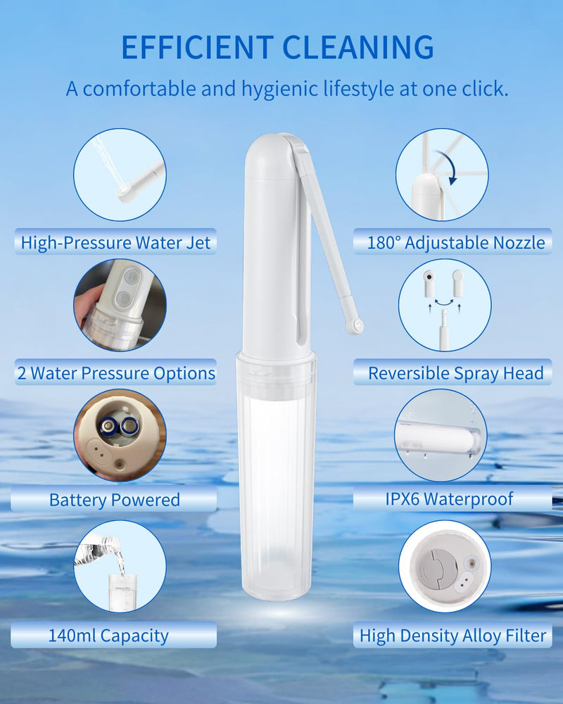 Portable Bidet for Travel Bidet Sprayer 2 Pressure Options, Waterproof, 180° Adjustable Nozzle Handheld Bidet for Postpartum Care Women Men Baby Cleaning