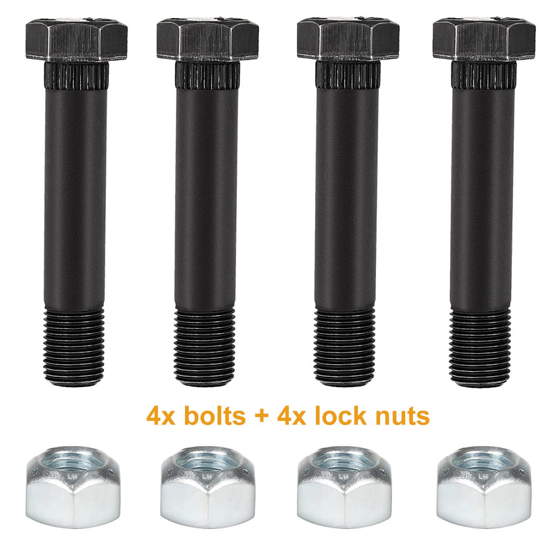 4 Pack 9/16"-18 x 3" Long Trailer Leaf Spring Shackle Bolts w/Lock Nuts, fit for 1-3/4” Wide Leaf Spring & Double Eye Leaf Springs, for 2,000lb and 3,500lb Axles