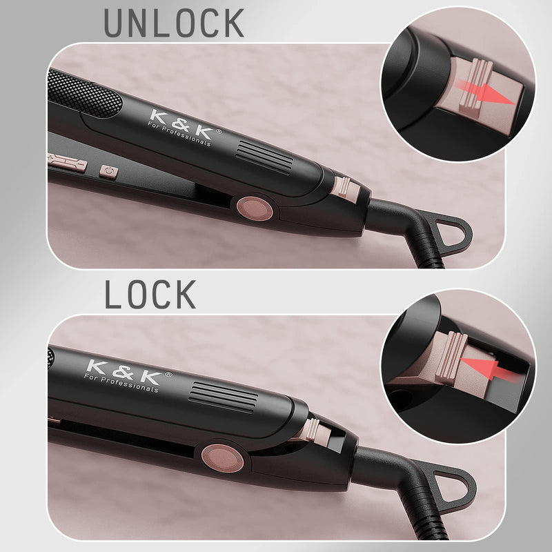 K&K 0.3 Inch Mini Pencil Hair Straightener with UK Plug for Short Hair | 0.3" ULTRA-SLIM PLATES: Extra-narrow ceramic floating plates reach close to roots ideal for short hair pixie cuts & beards.