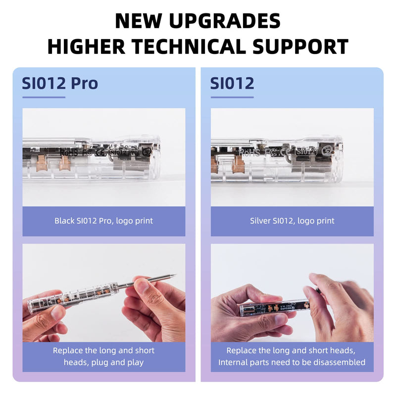 68W Electric Soldering Iron, SEQURE SI012 Pro Portable Solder Iron, OLED Screen Digital Soldering Tools, Auto Start Heating, 19V Power Adapter, PD/QC Charging, 2 Soldering Tips-T12 B2 & TS BC2 SI012 Pro -T12 B2+TS BC2