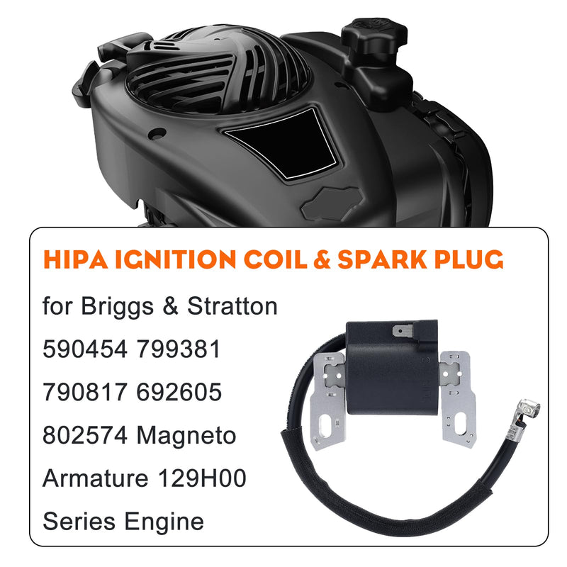 HIPA 590454 Ignition Coil Compatible with Brigg Stratt 799381 790817 692605 802574 Magneto Armature