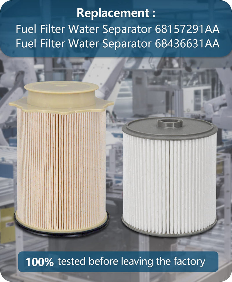 Marsram 6.7 Cummins Fuel Filter Water Separator Set fits for 2019 2020 2021 2022 2023 2024 Dodge Ram 2500 3500 4500 5500 6.7L Cummins Diesel Turbo Engines, Replace 68157291AA 68436631AA 2019-2024 1 Set
