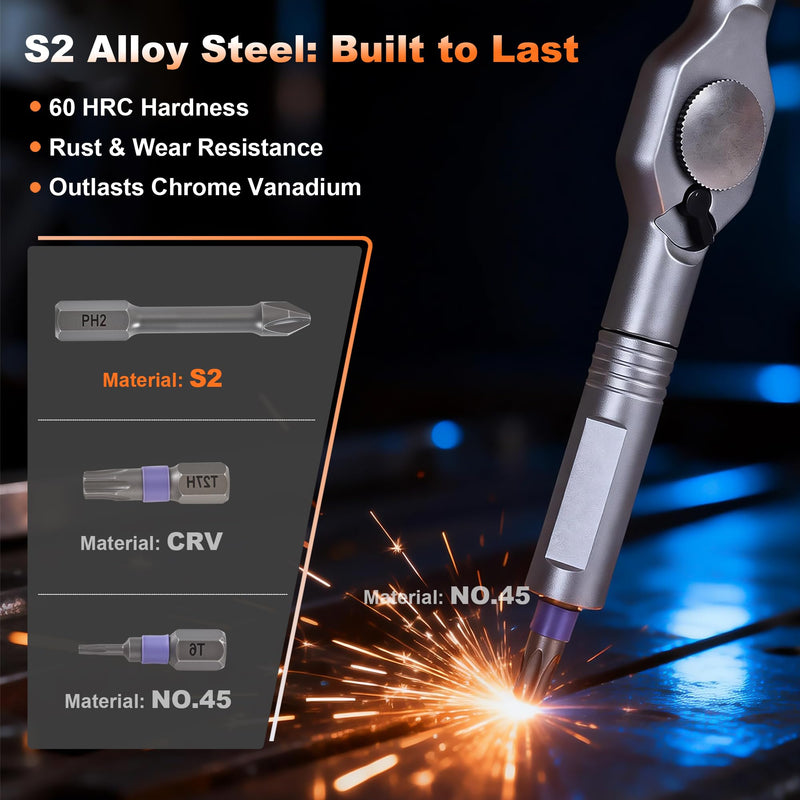 50 in 1 Magnetic Ratchet Screwdriver Set, S2 Alloy Steel Precision Bits Multi Bit Screwdriver Kit, Portable Repair Tool Set for Home, Electronics, Phone, Laptop, Eyeglass, Car, Bike & DIY