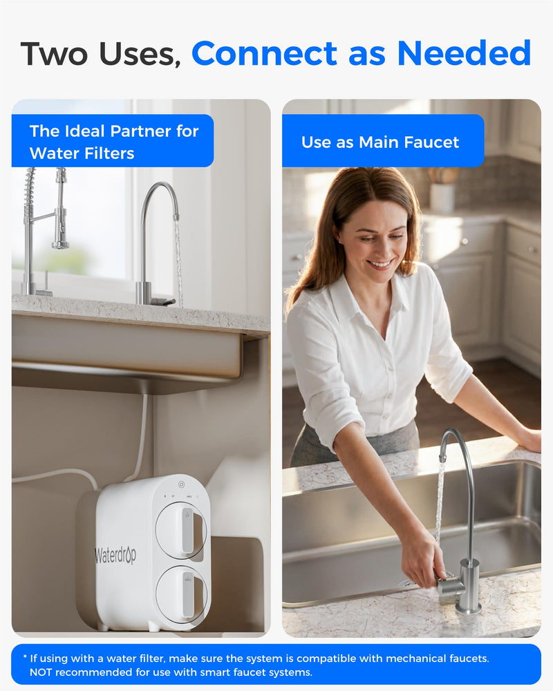 Waterdrop G2FCT-BN Drinking Water Faucet, Reverse Osmosis Faucet, Water Filter Faucet for Kitchen Bar Sink, Single Handle, Easy to Install, Lead-Free, Stainless Steel, Brushed Brushed Stainless Steel