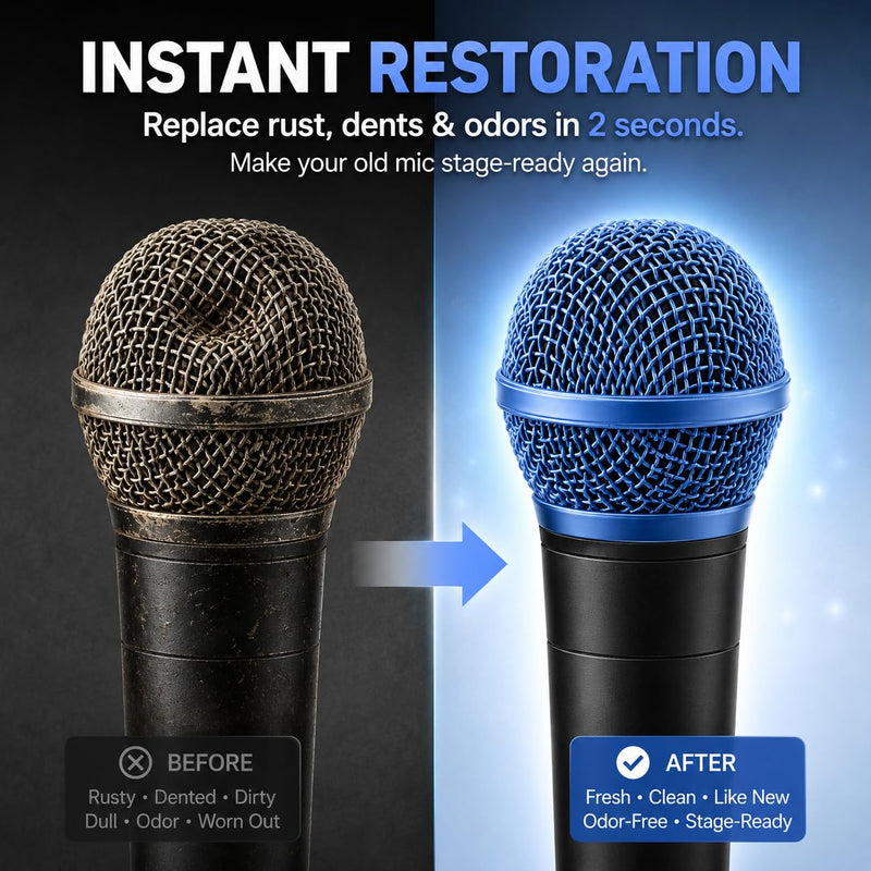 GLEAVI 4pcs Metal Mesh Microphone Grill Head: Mic Head Mesh Replacement Compatible for Shure