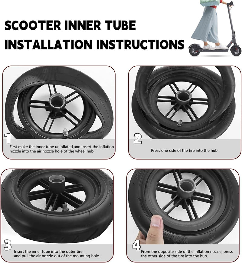 10 x 2.125 Scooter Tire Inner Tube, 10 inch Tires Replacement, for Segway Ninebot F20, F25, F30, F40 Electric Scooter [Thickened] [Valve Extension] [Tire Levers] (2 Pack)