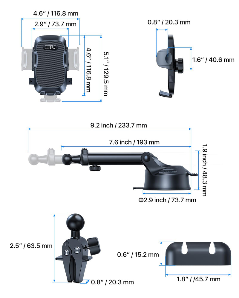 2025 Ultimate Car Phone Holder【80+LBS Strongest Suction & Military-Grade】 Universal Cell Phone Holder Truck Car Mount for Dashboard Windshield Air Vent for iPhone 16 Pro Max 15 Samsung 2pcs,Black Black