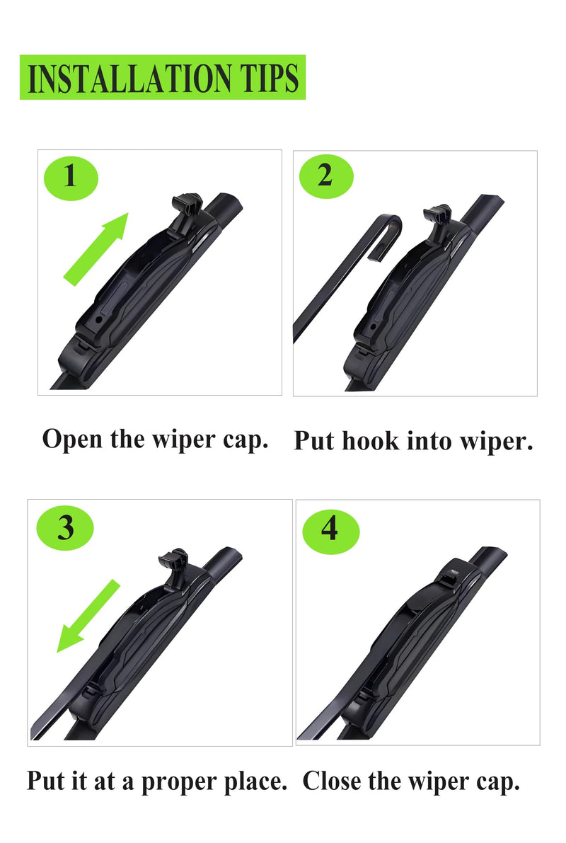 24"+18" Inch Wiper Blades Replacement for GMC Terrain 2018-2022, Chevy Equinox 2018-2022, Nissan Frontier 2005-2019 and Hyundai Santa Fe 2007-2012 Wiper Blades (Set of 2) 24" + 18"(front wiper)