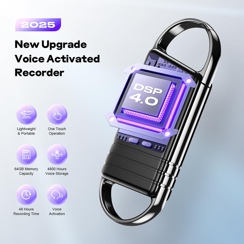 72GB Digital Voice Recorder - Xelarvex Voice Activated Recorder AI-Intelligent Noise Reduction, 4800 Hours Recording Device, Audio Recorder for Lectures/Interviews/Meetings 72.0 GB