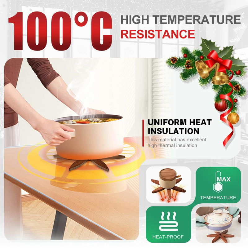 EGO LIFE Wooden Trivet Tree Set for Hot Dishes, 100% Natural Wood, Expandable Design Coaster, Foldable Tree-Sharped Placemats with 4PCS(Walnut Color)