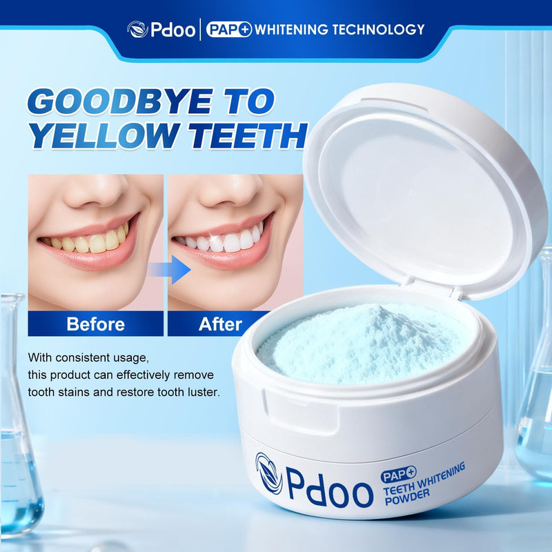 Blue Teeth Whitening Powder 50g - Brightening Tooth Powder for Instantly Whiter Smile, Natural Mint Flavor, Removes Coffee & Wine Stains, for Sensitive Teeth, Enamel Safe, Fluoride Free, Vegan Blue 1.8 Ounce (Pack of 1)