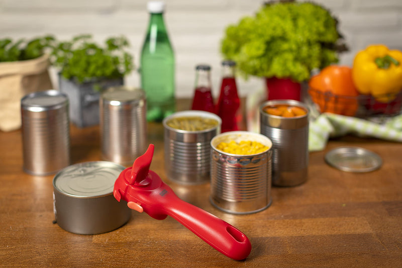 Kuhn Rikon Auto Safety LidLifter/Can Opener with Ring-Pull, 8 x 2.5 x 2.75 inches, Red Can Opener