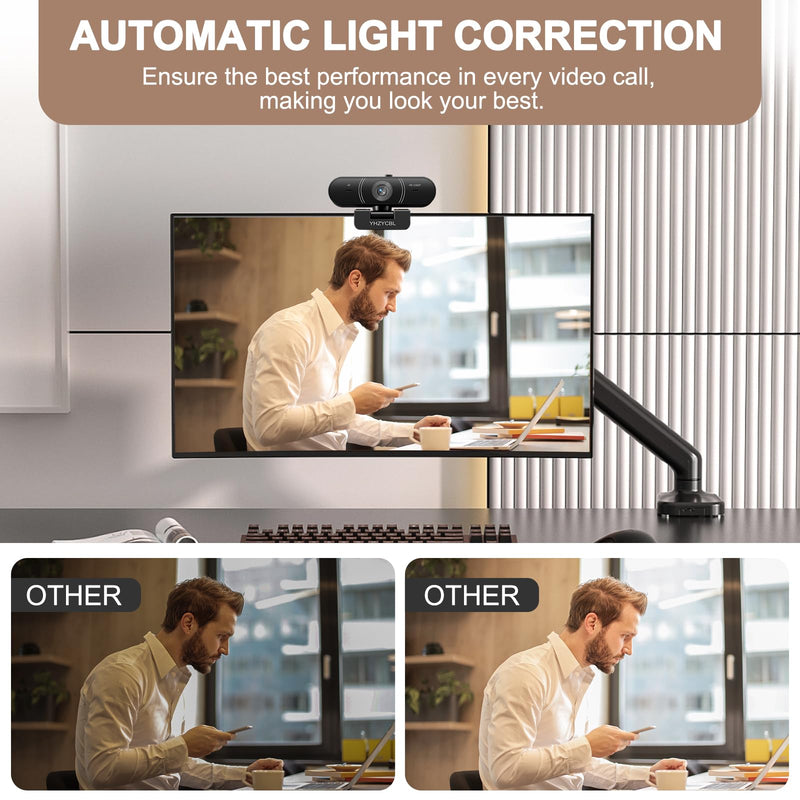 1080p Webcam for pc with Microphone, Auto Focus, with Privacy Cover | Plug & Play USB Computer Camera for Desktop Streaming Gaming Online Meeting With a tripod 360 ° Rotatable